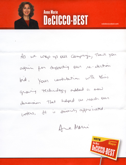 Letter from Anne Marie 
